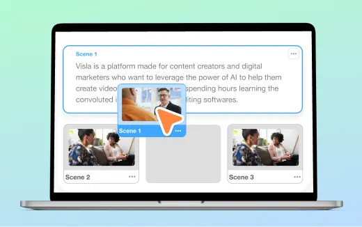 Visla scene-based video editing tool providing an intuitive way to arrange and edit video segments efficiently.